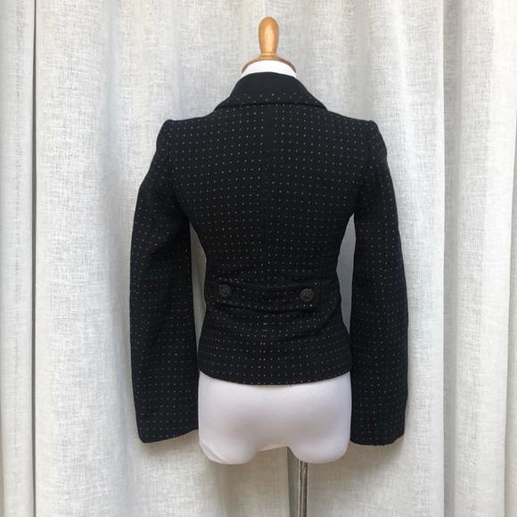 Nice Claup black white dot single button deep v neck wool blazer - Picture 5 of 14